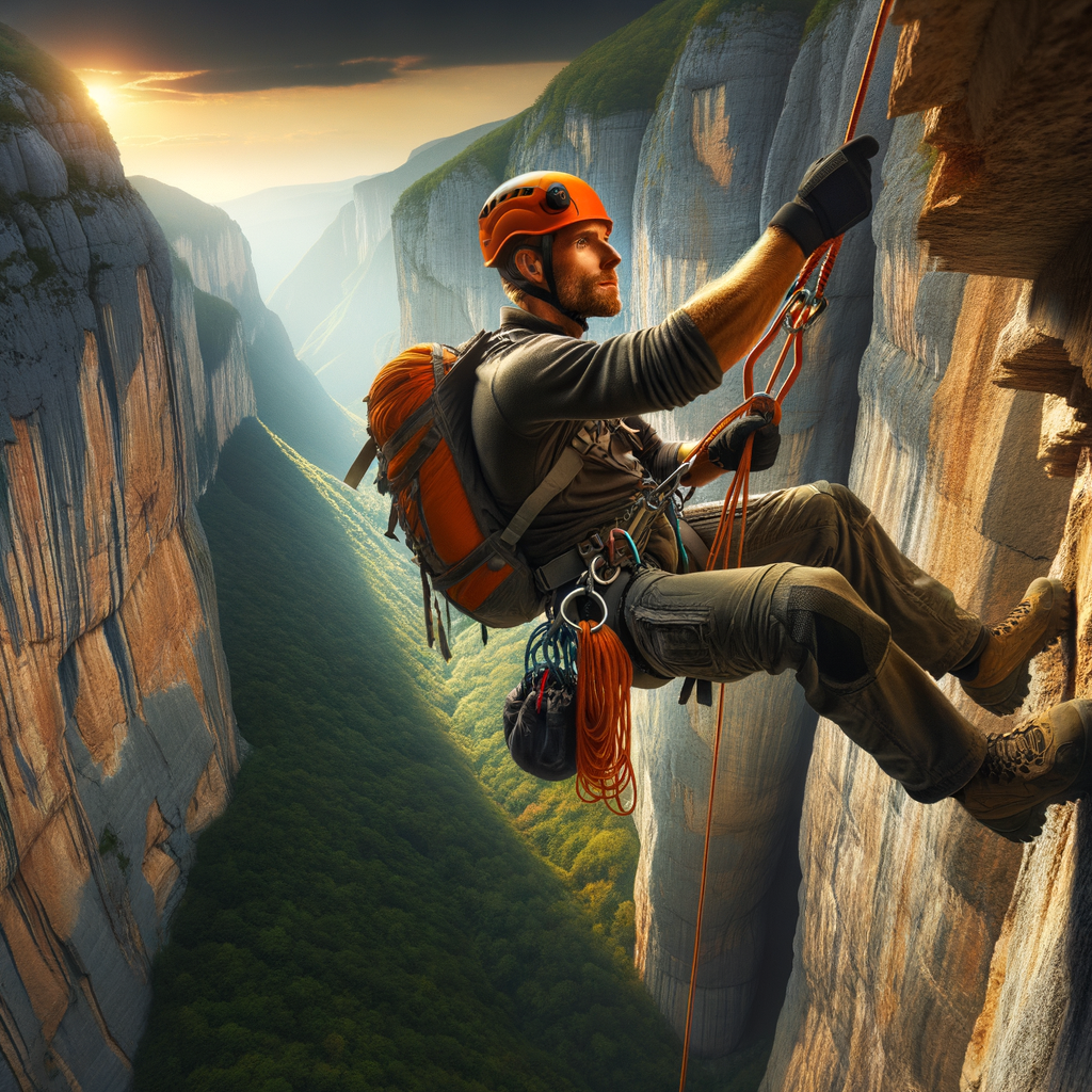 Adventurer experiencing the thrill of rappelling in a hidden, unexplored location, showcasing the beauty of unique, offbeat rappelling sites away from typical tourist spots.