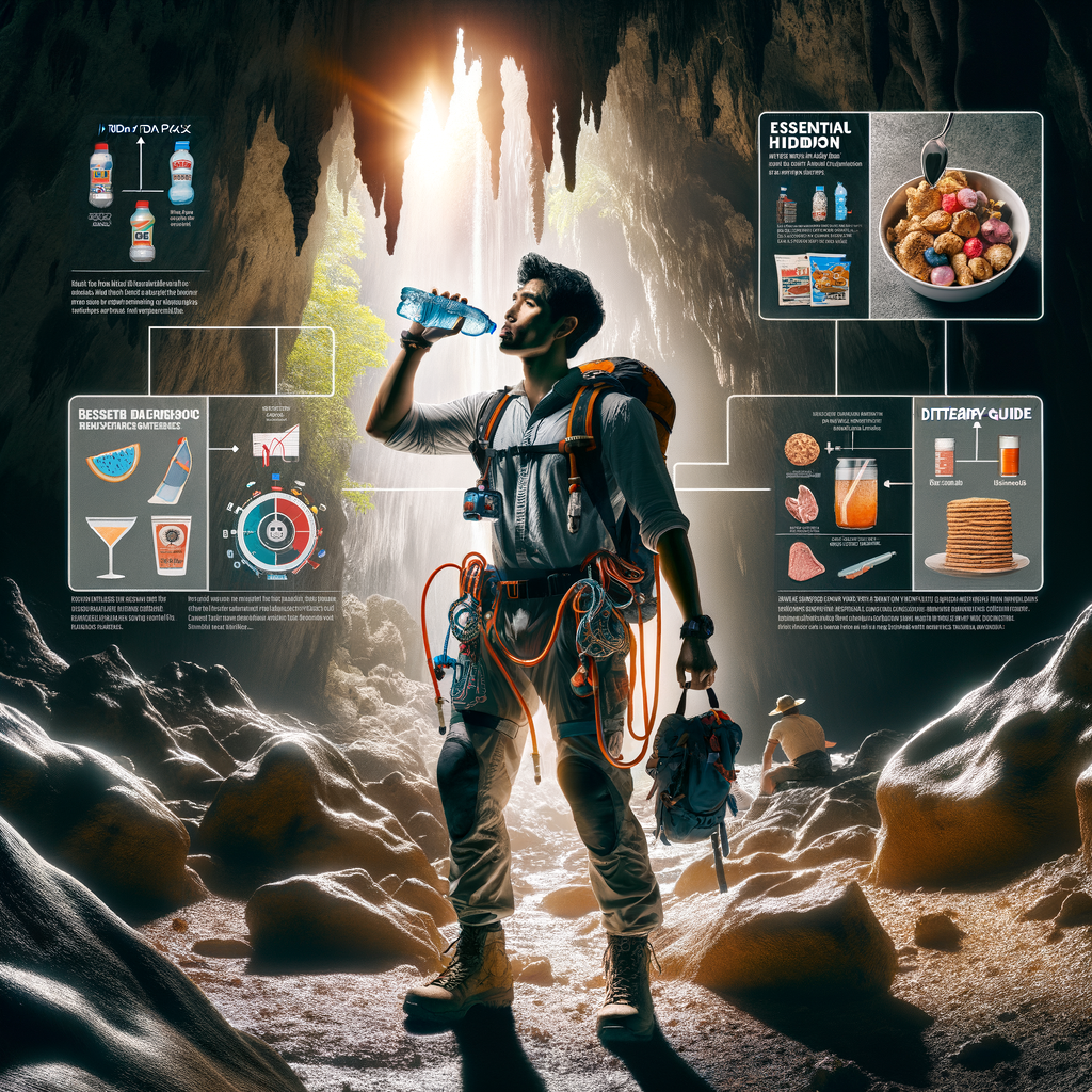 Caver demonstrating caving hydration tips and nutrition for cavers, highlighting the importance of hydration in caving and nutritional needs during cave exploration for an article on hydration and nutrition in spelunking.