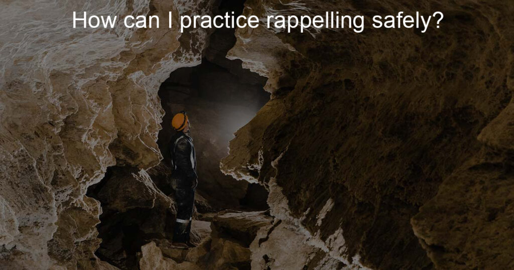 Man practice safety rappelling