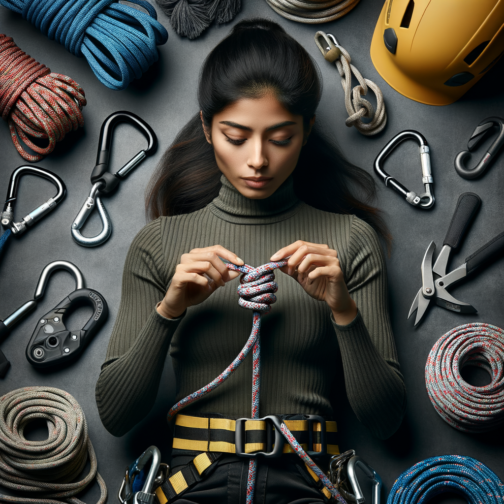 Professional climber demonstrating advanced knot tying techniques for the perfect rappelling tie, emphasizing rappelling safety and knot mastery guide with essential rappelling gear and outdoor climbing knots.