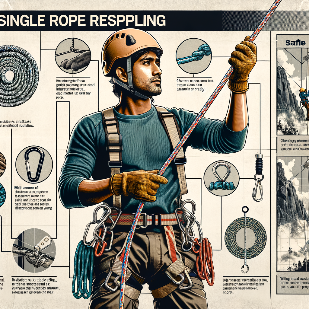 Professional climber demonstrating single rope rappelling techniques with safety gear, providing a guide on rope selection, rappelling basics, and rope maintenance for climbing and rappelling with a single rope.