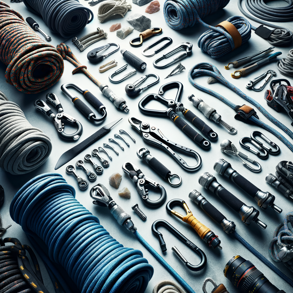 Rappelling equipment care and climbing gear maintenance tips for longevity, showcasing meticulously arranged, long-lasting rappelling gear undergoing routine upkeep for preservation and prolonging life.