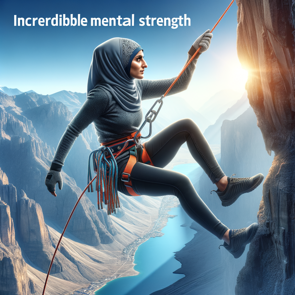 Individual demonstrating mental strength in overcoming fear of heights through proper rappelling techniques and safety measures, conquering rappelling challenges in outdoor adventure sports.