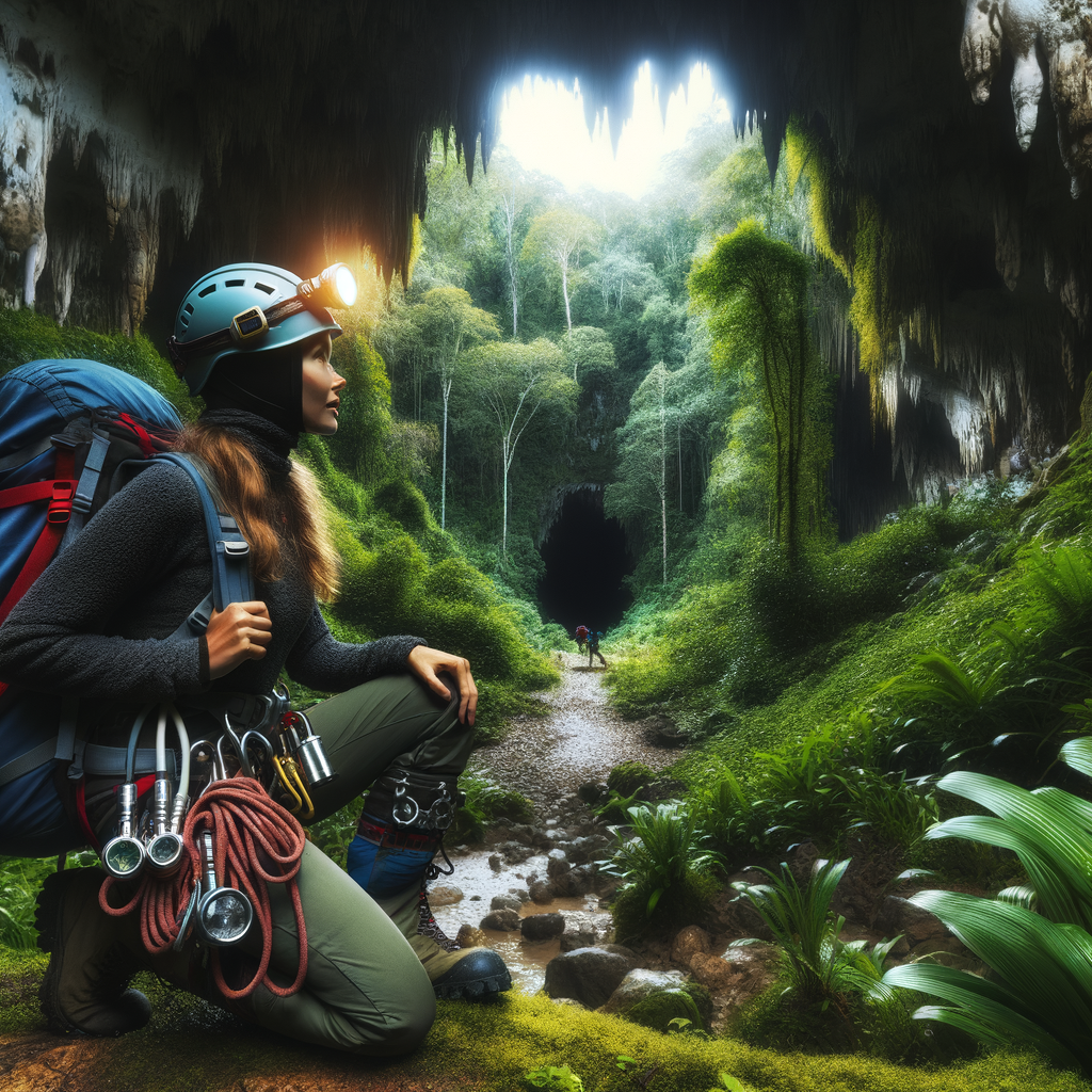 Professional spelunker embarking on an adventure into one of the world's least visited and most secluded caves, highlighting the thrill of exploring remote and undiscovered caves worldwide.